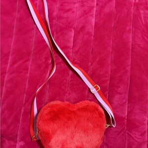 Bath and body works red fuzzy heart purse BBW Valentines collection purse